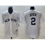 Men's New York Yankees #2 Derek Jeter White 2024 Cool Base Stitched Jerseys