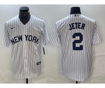 Men's New York Yankees #2 Derek Jeter White 2024 Cool Base Stitched Jerseys