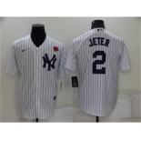 Men's New York Yankees #2 Derek Jeter White Cool Base Stitched Rose Baseball Jersey