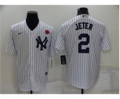 Men's New York Yankees #2 Derek Jeter White Cool Base Stitched Rose Baseball Jersey