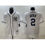 Men's New York Yankees #2 Derek Jeter White Fashion Cool Base Jersey