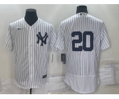 Men's New York Yankees #20 Jorge Posada White No Name Stitched MLB Flex Base Nike Jersey