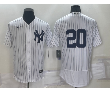 Men's New York Yankees #20 Jorge Posada White No Name Stitched MLB Flex Base Nike Jersey