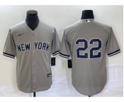 Men's New York Yankees #22 Harrison Bader No Name Grey Cool Base Stitched Baseball Jersey