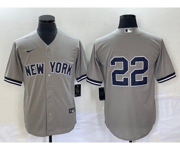 Men's New York Yankees #22 Harrison Bader No Name Grey Cool Base Stitched Baseball Jersey