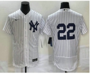 Men's New York Yankees #22 Harrison Bader White Flex Base Stitched Baseball Jersey