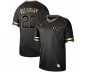 Men's New York Yankees #22 Jacoby Ellsbury Authentic Black Gold Fashion Baseball Jersey