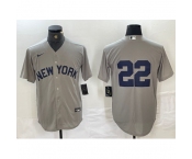 Men's New York Yankees #22 Juan Soto 2021 Grey Field of Dreams Cool Base Stitched Baseball Jersey