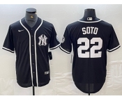 Men's New York Yankees #22 Juan Soto Black White Cool Base Stitched Jersey