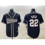 Men's New York Yankees #22 Juan Soto Black With Patch Cool Base Stitched Baseball Jersey