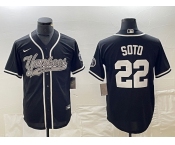 Men's New York Yankees #22 Juan Soto Black With Patch Cool Base Stitched Baseball Jersey