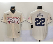 Men's New York Yankees #22 Juan Soto Cream Limited Stitched Baseball Jersey