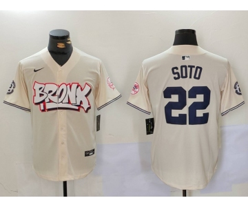 Men's New York Yankees #22 Juan Soto Cream Limited Stitched Baseball Jersey