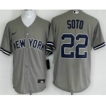 Men's New York Yankees #22 Juan Soto Gray Player Name Cool Base Jersey