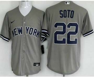 Men's New York Yankees #22 Juan Soto Gray Player Name Cool Base Jersey