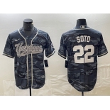 Men's New York Yankees #22 Juan Soto Grey Camo Cool Base With Patch Stitched Baseball Jersey