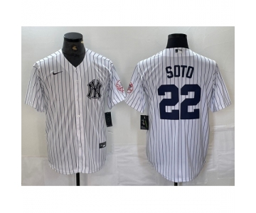 Men's New York Yankees #22 Juan Soto Name White With 2024 Cool Base Stitched Jersey