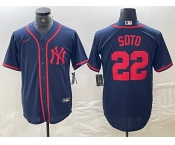 Men's New York Yankees #22 Juan Soto Navy Red Fashion Cool Base Jersey