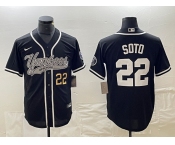 Men's New York Yankees #22 Juan Soto Number Black With Patch Cool Base Stitched Baseball Jersey