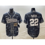 Men's New York Yankees #22 Juan Soto Number Grey Camo Cool Base With Patch Stitched Baseball Jersey