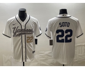 Men's New York Yankees #22 Juan Soto Number White With Patch Cool Base Stitched Baseball Jersey