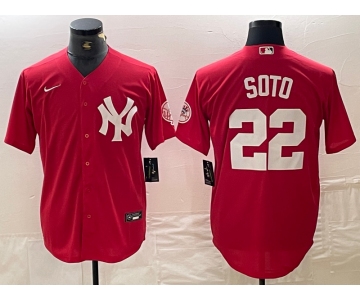 Men's New York Yankees #22 Juan Soto Red Fashion Cool Base Jersey