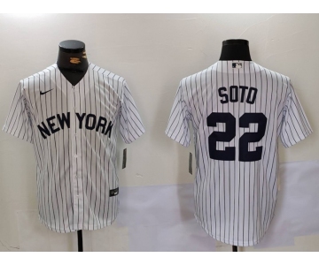 Men's New York Yankees #22 Juan Soto White Cool Base Stitched Baseball Jersey