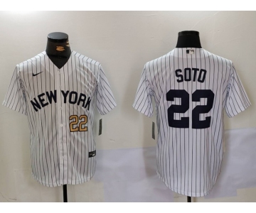 Men's New York Yankees #22 Juan Soto White Cool Base Stitched Baseball Jerseys