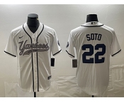 Men's New York Yankees #22 Juan Soto White With Patch Cool Base Stitched Baseball Jersey2