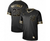 Men's New York Yankees #23 Don Mattingly Authentic Black Gold Fashion Baseball Jersey