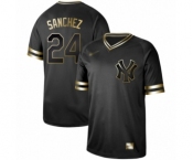 Men's New York Yankees #24 Gary Sanchez Authentic Black Gold Fashion Baseball Jersey