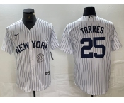 Men's New York Yankees #25 Gleyber Torres White 2024 Cool Base Stitched Jersey