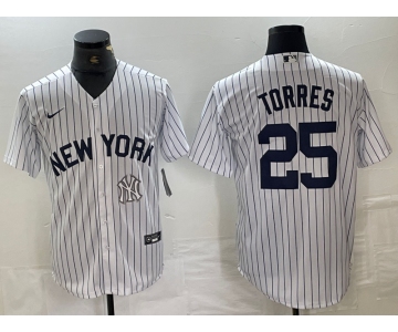 Men's New York Yankees #25 Gleyber Torres White 2024 Cool Base Stitched Jersey