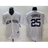 Men's New York Yankees #25 Gleyber Torres White 2024 Cool Base Stitched Jerseys