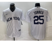 Men's New York Yankees #25 Gleyber Torres White 2024 Cool Base Stitched Jerseys