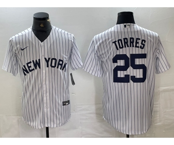 Men's New York Yankees #25 Gleyber Torres White 2024 Cool Base Stitched Jerseys