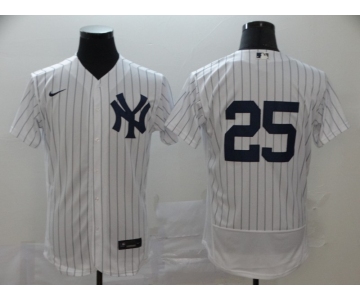 Men's New York Yankees #25 Gleyber Torres White Home Flex Base Authentic Collection Baseball Jersey