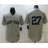 Men's New York Yankees #27 Giancarlo Stanton 2021 Grey Field of Dreams Cool Base Stitched Baseball Jersey