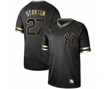 Men's New York Yankees #27 Giancarlo Stanton Authentic Black Gold Fashion Baseball Jersey