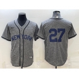 Men's New York Yankees #27 Giancarlo Stanton No Name Grey Gridiron Cool Base Stitched Jersey