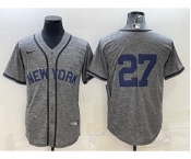 Men's New York Yankees #27 Giancarlo Stanton No Name Grey Gridiron Cool Base Stitched Jersey