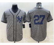 Men's New York Yankees #27 Giancarlo Stanton No Name Grey Gridiron Cool Base Stitched Jerseys