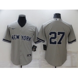 Men's New York Yankees #27 Giancarlo Stanton No Name Grey Stitched Nike Cool Base Throwback Jersey