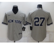 Men's New York Yankees #27 Giancarlo Stanton No Name Grey Stitched Nike Cool Base Throwback Jersey