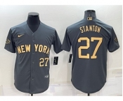 Men's New York Yankees #27 Giancarlo Stanton Number Grey 2022 All Star Stitched Cool Base Nike Jersey