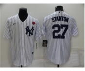 Men's New York Yankees #27 Giancarlo Stanton White Cool Base Stitched Rose Baseball Jersey