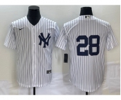 Men's New York Yankees #28 Josh Donaldson No Name White Cool Base Stitched Baseball Jersey