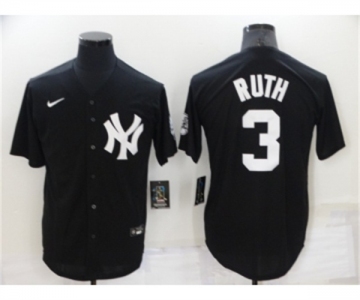 Men's New York Yankees #3 Babe Ruth Black Stitched Nike Cool Base Throwback Jersey