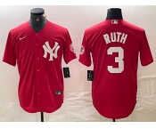 Men's New York Yankees #3 Babe Ruth Red Fashion Cool Base Jersey