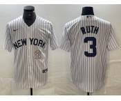 Men's New York Yankees #3 Babe Ruth White 2024 Cool Base Stitched Jersey